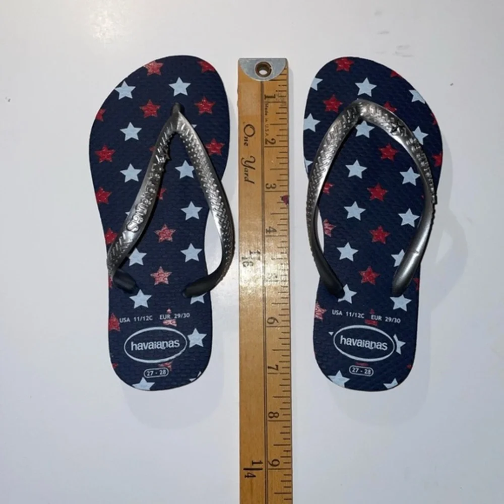 Havaianas‎ flip flops Patriotic Red White Blue Stars Sandals Little kid 11/12C